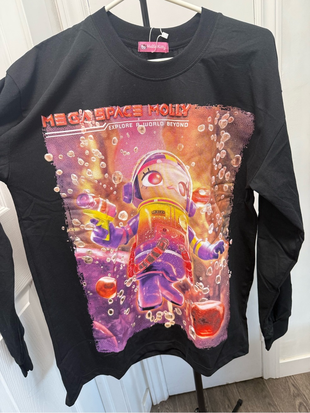 Mega Space Molly Unisex Black Graphic Long-Sleeve Tee
